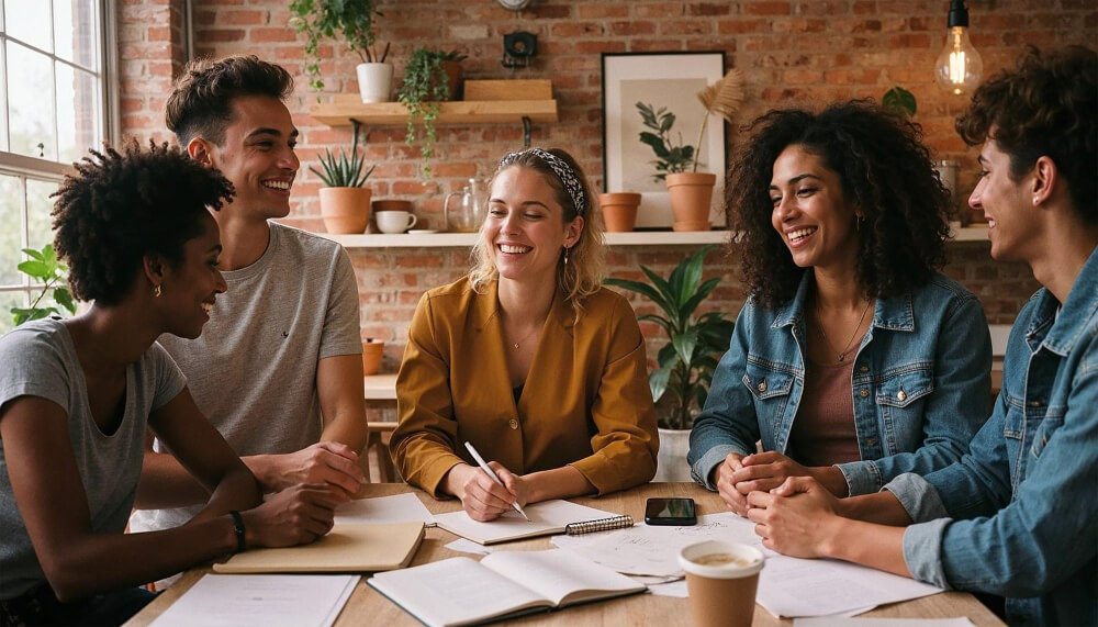 cómo ser un product designer freelance Diseñadora de producto freelance en un meeting